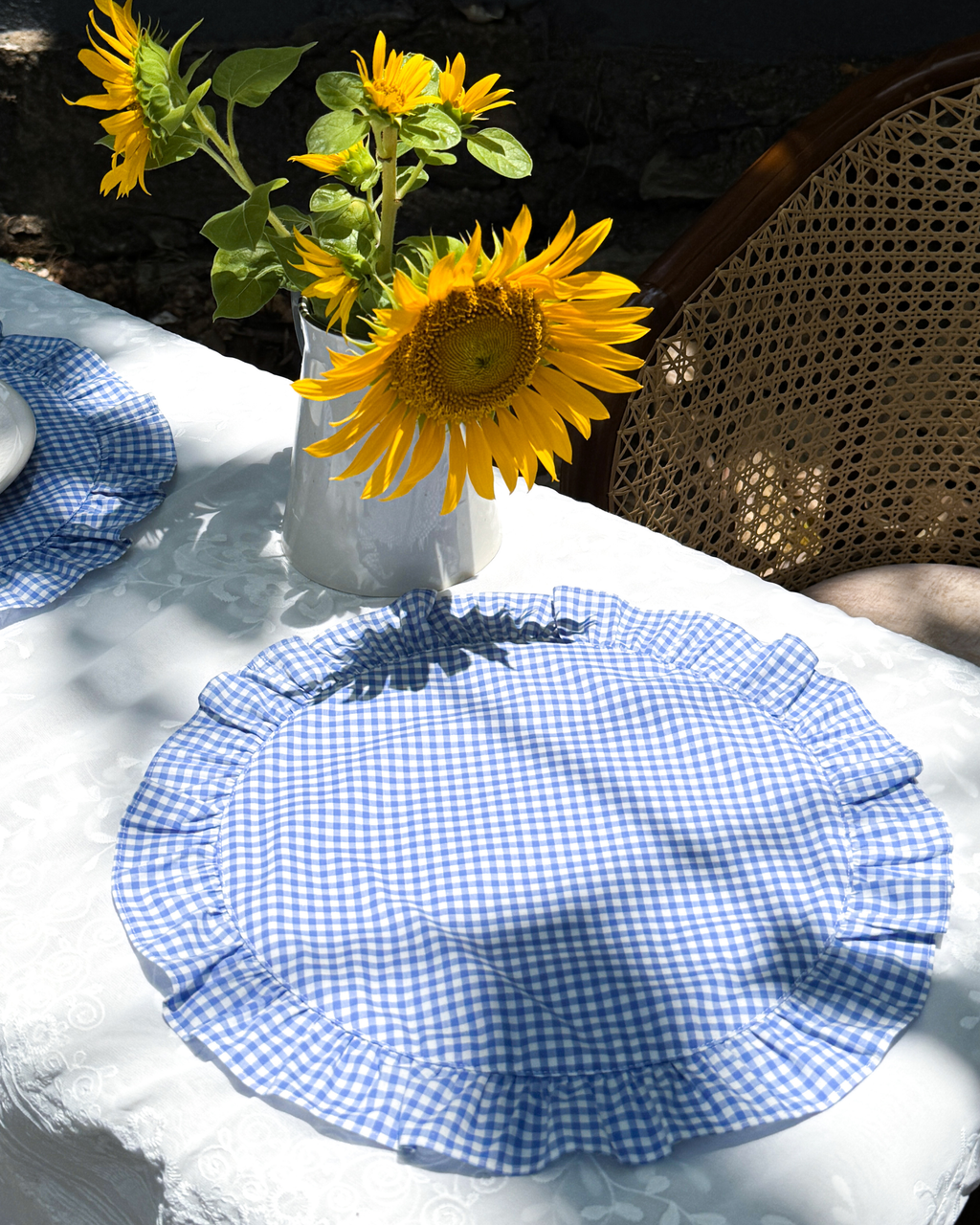 Coastal Blue Check Round Placemat