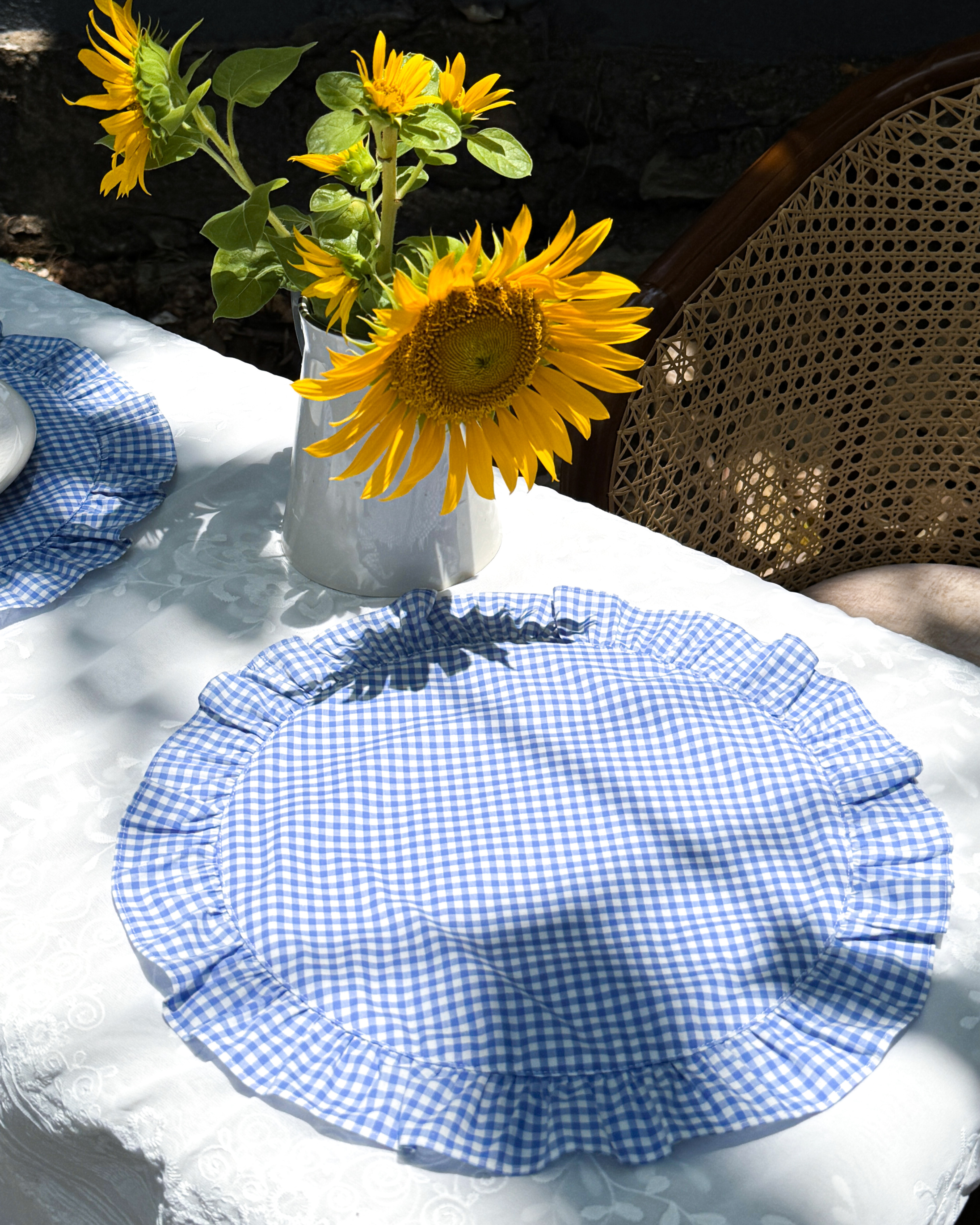 Coastal Blue Check Round Placemat