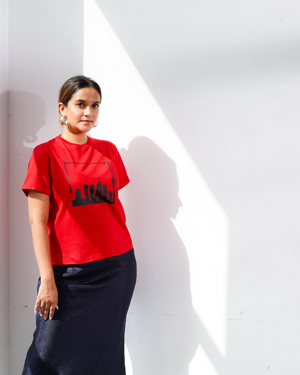 Red Colombo Skyline screen printed Tshirt