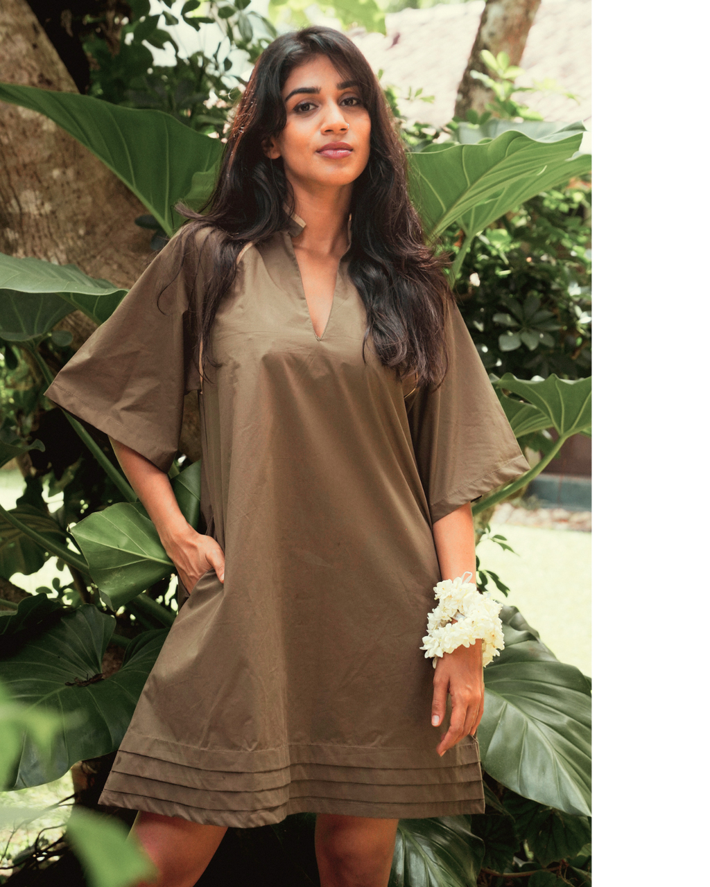 Olive Mandarin collar Tunic