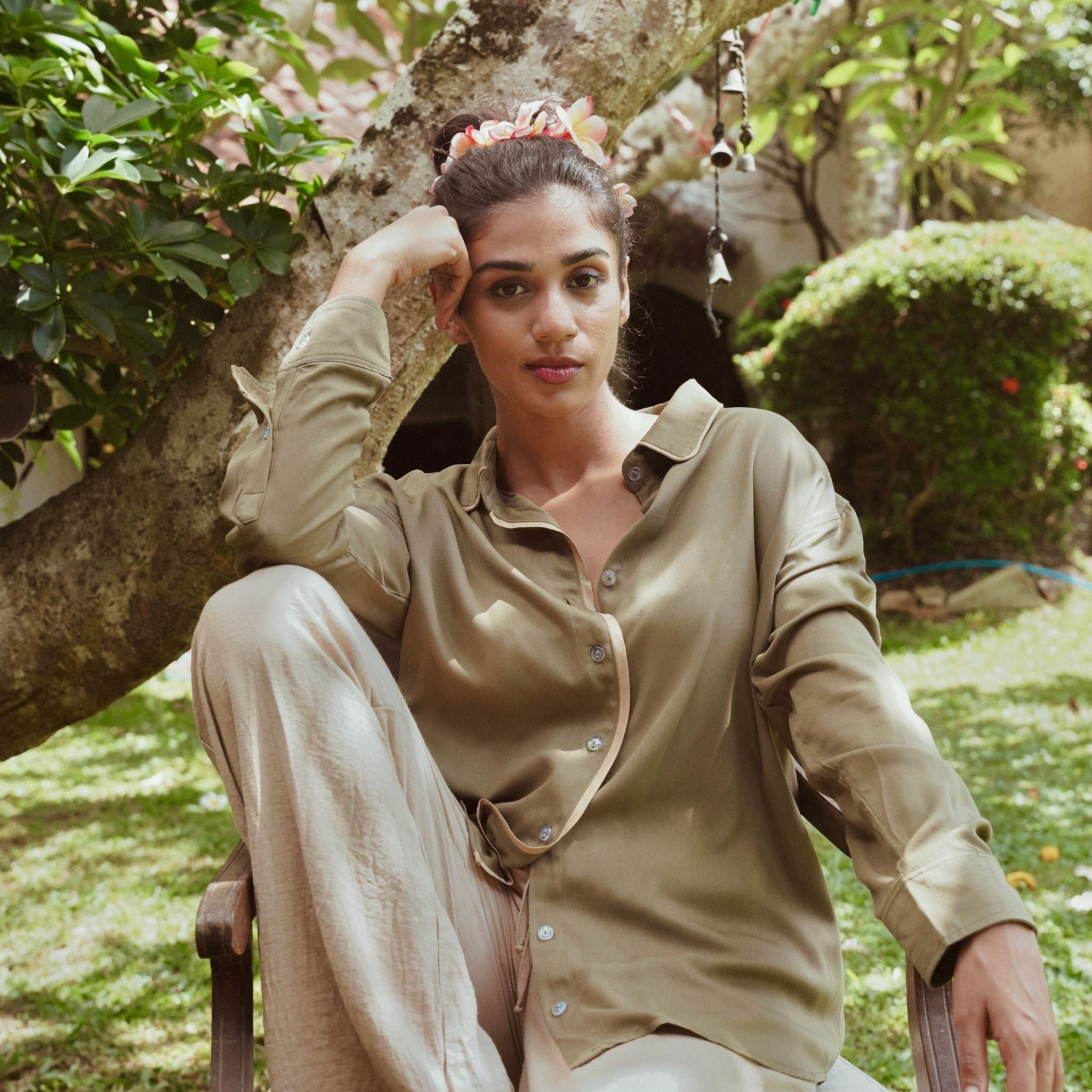 Olive Over sized Shirt