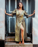 Sage Wrap dress - Eyelet Lace