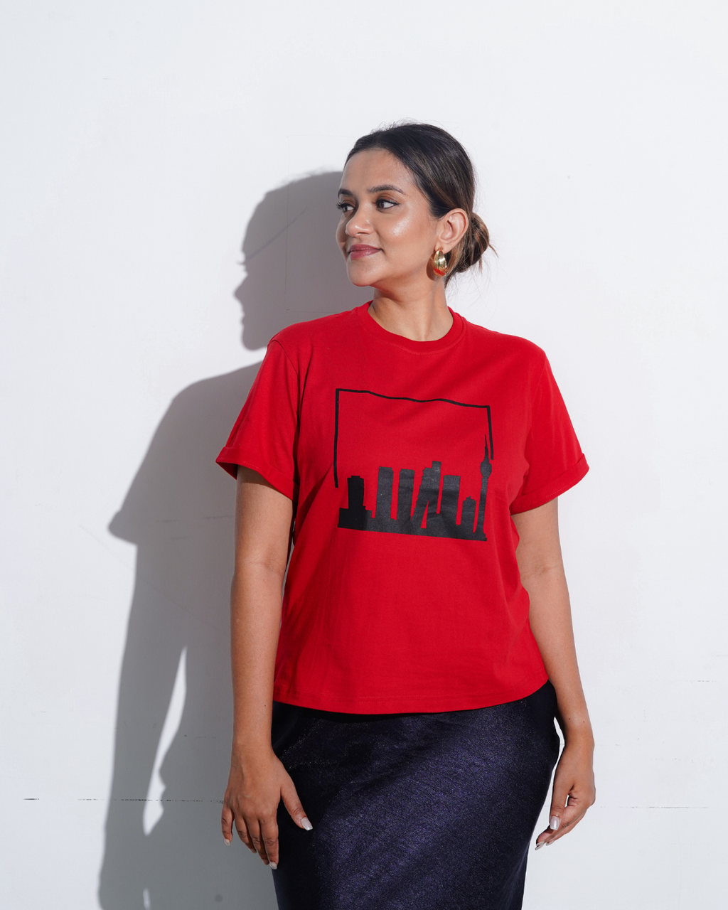 Red Colombo Skyline screen printed Tshirt
