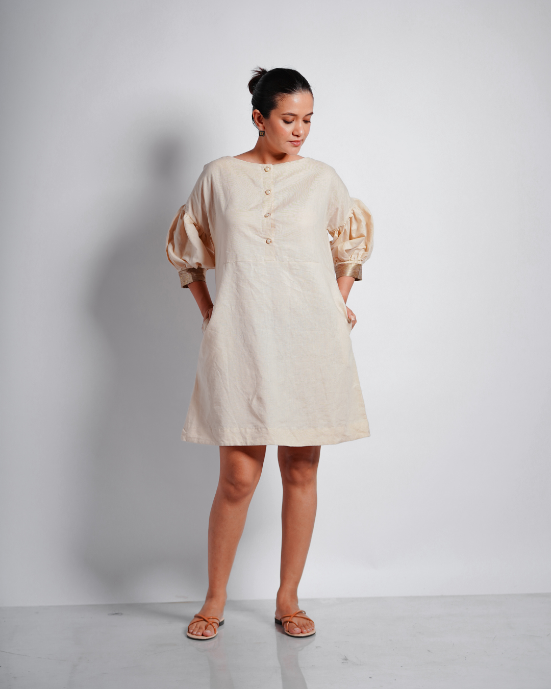 Neth Beige Mini Dress
