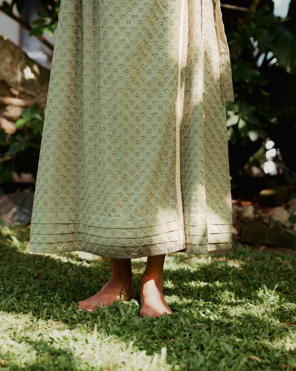 Sage Wrap dress - Eyelet Lace