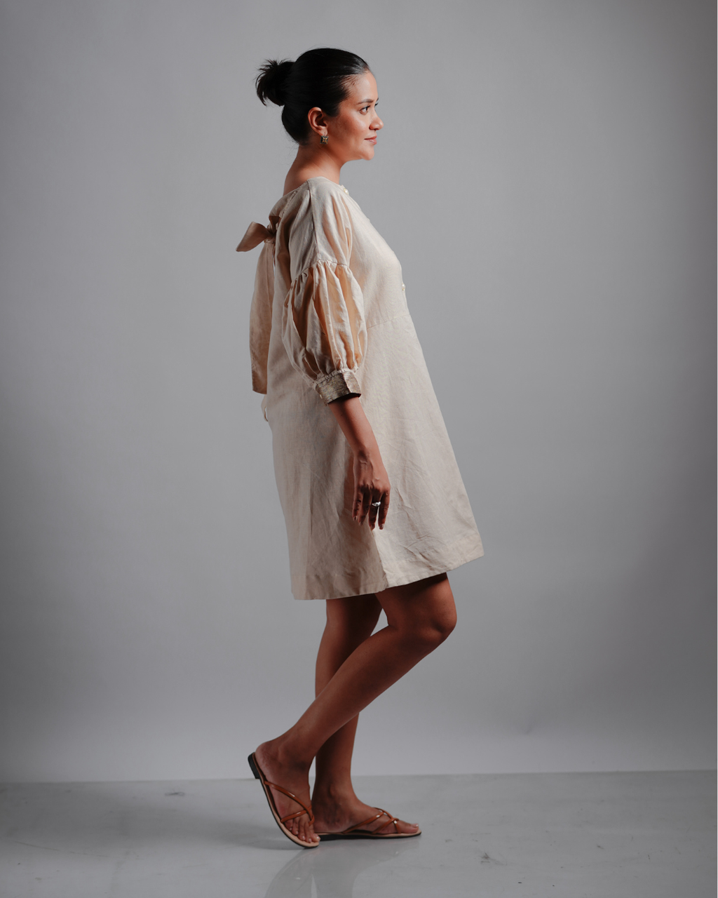 Neth Beige Mini Dress