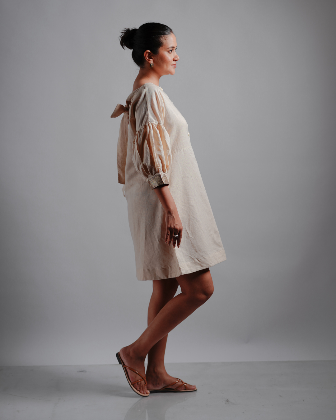 Neth Beige Mini Dress