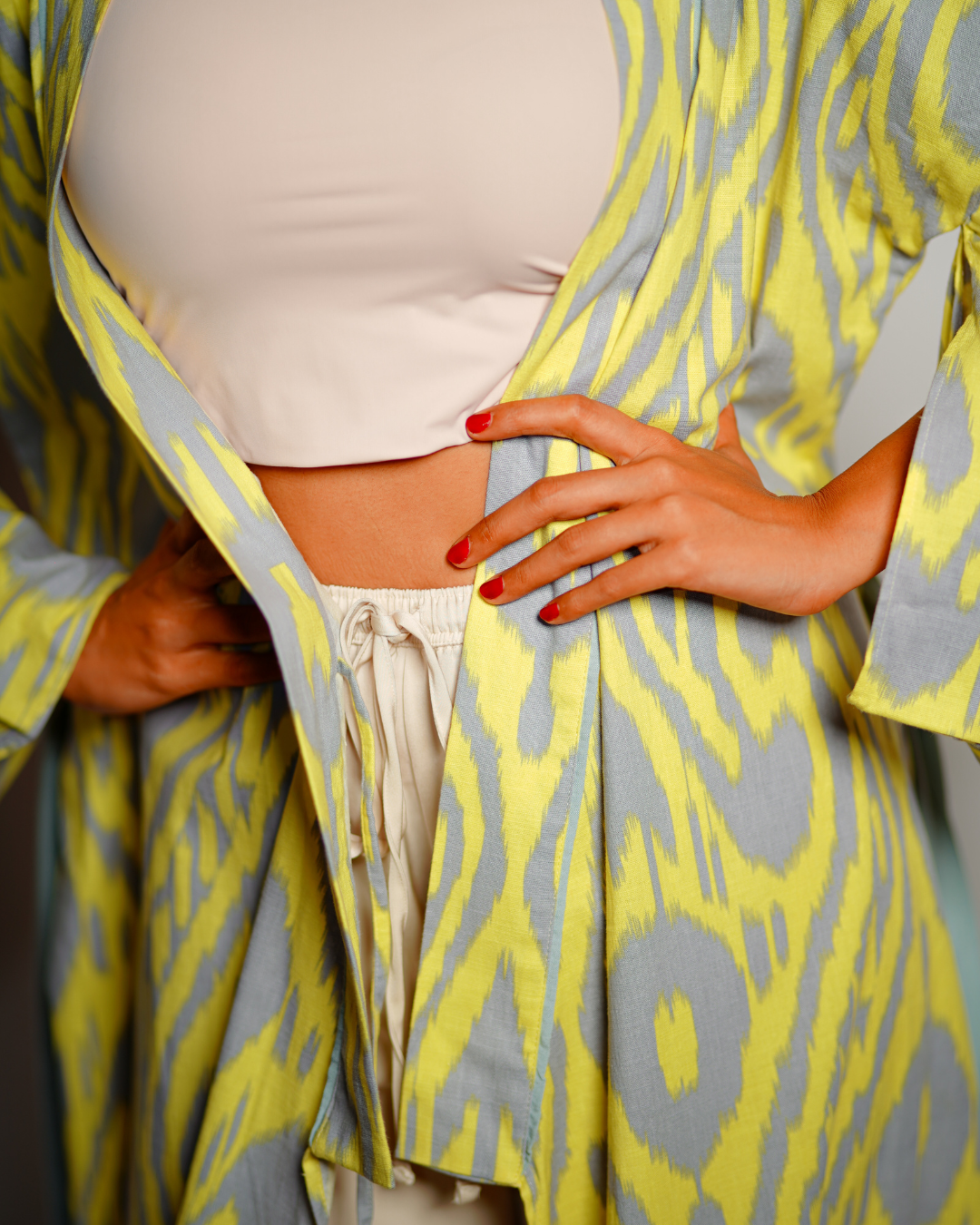 Neon Coast Linen Kimono Cardigan