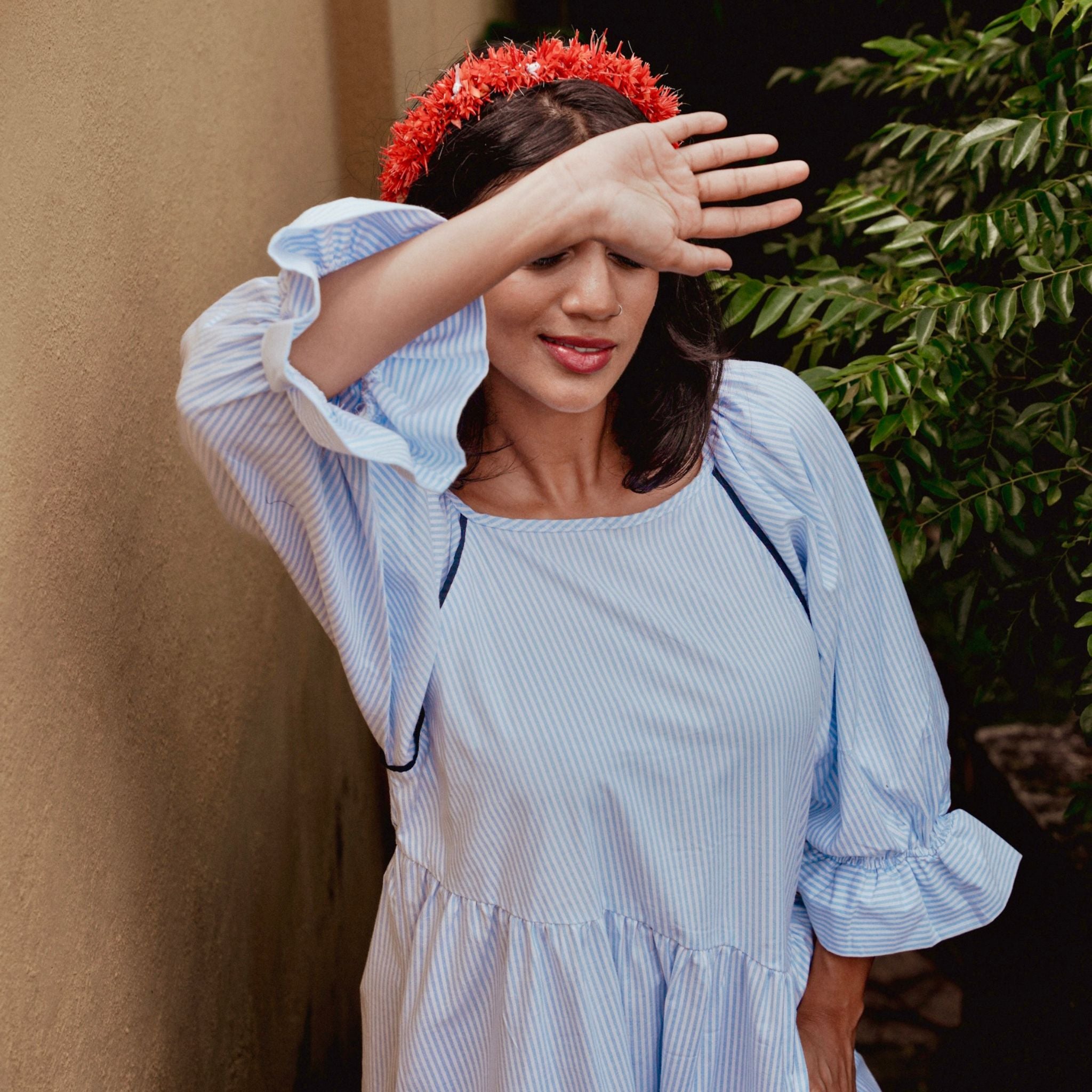 Sky Linen Midi Dress