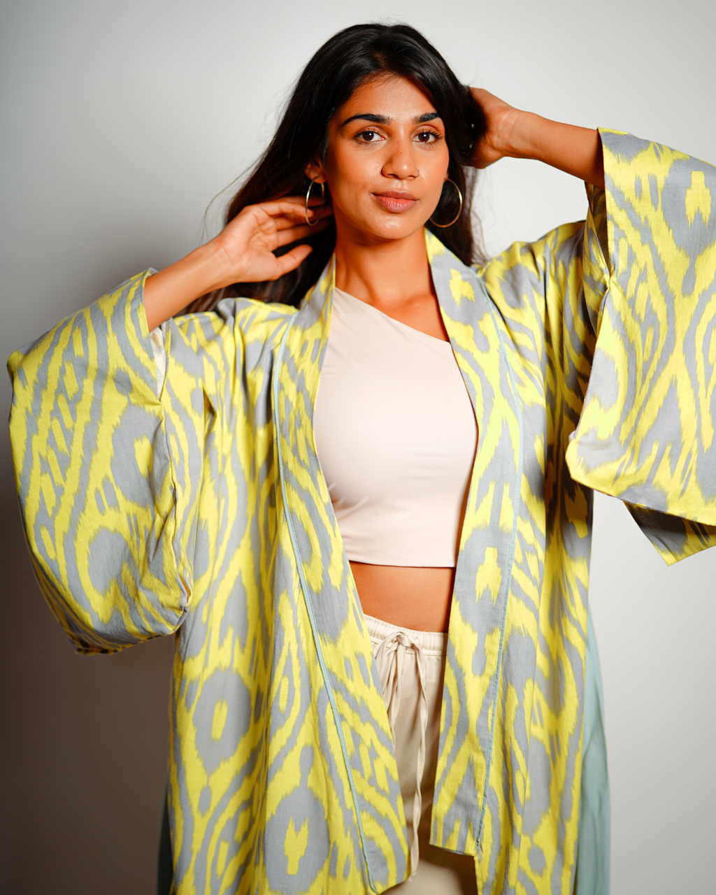 Neon Coast Linen Kimono Cardigan