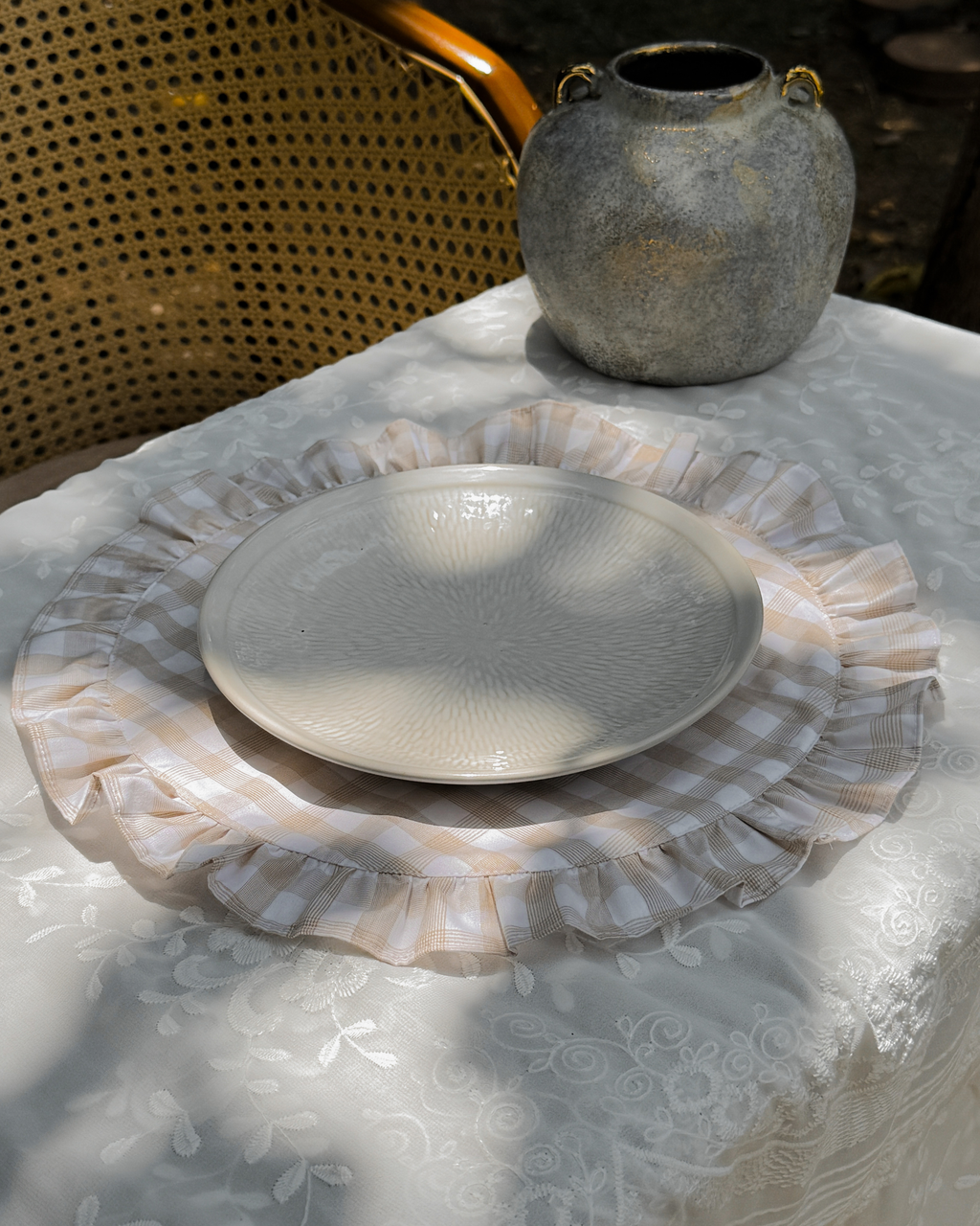 Cinnamon Check Round Placemat