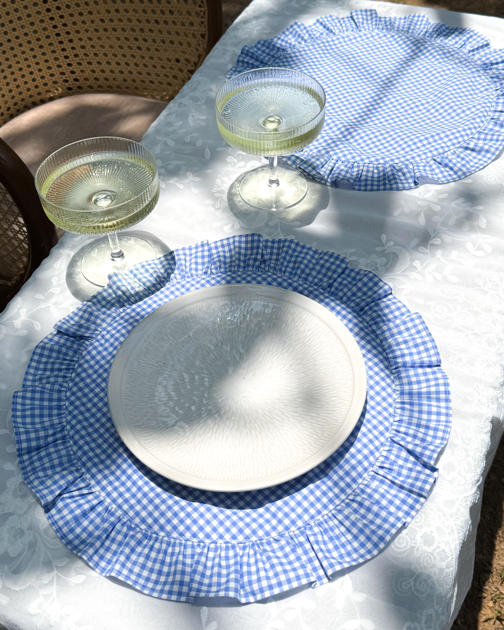Coastal Blue Check Round Placemat